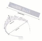 2pcs set Crystal Birthday Queen Tiara Crown And Ribbon Birthday
