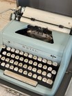 Vintage 1950 s Teal Royal Quiet Deluxe Typewriter With Original Tweed Case