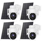 2 4 Pack Solar Powered Wireless Security Camera System Ptz Wifi Battery Camera