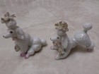 Vtg Mcm 1950 s 3  White Pink Gold Porcelain Spaghetti Dog Poodle Figurines Japan