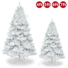 4 5 6 7ft Artificial White Christmas Tree With Metal Stand Holiday Decoration Us