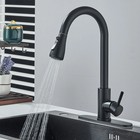 Matte Black Kitchen Faucet Sink Pull Down Sprayer Single Handle Swivel Mixer Tap