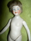 Rare Antique German  6  All Bisque  Jointed Lady Doll With Long Yellow Stockings