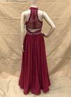Sequin Hearts 2pc Cropped Lace Halter Top W satin Maxi Skirt Bottom - Size 9