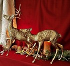 Brass Deer Christmas Holiday Statues Centerpiece Gold Deer Rustic Cabin Lg   86