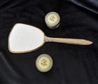 Vintage Vanity Set - Mirror   Dresser Jar  3 Pcs 
