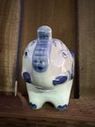 Blue And White Ceramic Elephant Piggy Bank Figurine