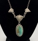 Vintage Morenci Turquoise Sterling Silver Southwest Necklace Handmade Chain