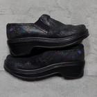 Klogs Naples Black Leather Multicolor Glitter Galaxy Clogs Shoes Womens 7 5 M