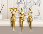 Gold Thinker Statue Decor  Abstract Ornament For Home  Office  Living Room - 3 P
