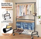 Heavy Duty Clothing Racks For Hanging Rack Double Rod Garment Rack Rolling Close