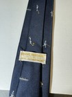 Vintage Brooks Brothers Boys Navy Blue Embroidered 60s Silk Neck Tie Euc