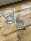 Two Vintage 1970s Mid Century Crackle Glass Drinking Cocktail Glasses 