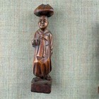 Hand-carved Wood Figurine Pair   Vintage Asian Elders   Rustic Folk Art Sculptur