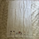 Vintage Hand Cross Stitch Guest Towel Folk Art Village Children 29x18