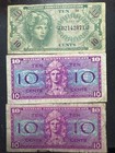 Lot 3 Us Military Payment Certificates Mpc 10   Series 521 641 Vintage Currency