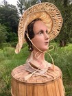 1930s Woven Wide Brim Sun Hat Open Weave Straw Tropical Handcrafted Art