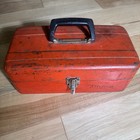 Vintage Union Red Metal Toolbox Tool Box Tote Tray Industrial 14x6x7 Garage