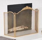 Metal Floral Living Room Fireplace Screen Ornate Antique Arched 3 Panel Fire    