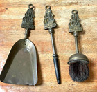 Vintage antique Brass Primitive Victorian Fireplace Set 16 5  Tall Boat Ship