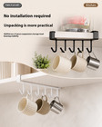 6-hook Under Cabinet Mug Cup Holder Rack Kitchen Storage Organizer