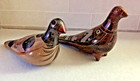 Vintage 2 Mexican Folk Art Handpainted Burnished Bird Figurines Tonala Jalisco