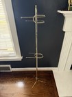Vintage Mcm Mid-century Modern Brass Freestanding Towel Holder 