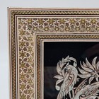 Vintage Handcrafted Engraved Copper Tin Bird Family Floral Persian Framed Art