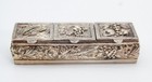 Vintage 3 Section Silverplate High Relief Fruit Motif Pill Box Rare
