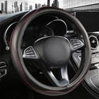High-grade Real Cowhide Steering Wheel Cover For Men Leather 14 5 -15   Black