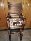 Bison Buffalo Rustic Endtable  Table Nightstand Solid Wood  Handmade