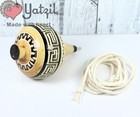 Decorated Wooden Spinning Top Toy   Trompo De Madera Decorado Made In Mexico Nat