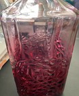 Pink Liquor Decanter Glass Container Bottle With Stopper- Vintage    look   