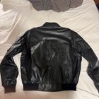 General Tire Men s Xl Black Faux Leather Bomber Jacket Zip snap Pockets