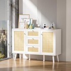  Buffet Cabinet  Rattan Doors Sideboard  Kitchen Storage Cabinet With White