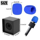  2 Pack Microphone Flag Station Square Cube Shaped Interview Mic Logo  Black 