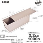 Commercial Pullman Loaf Pan With Lid  2 2lb Dough Capacity Non-stick Rectangle C