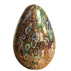 Murano Style Millefiori Glass Egg Paperweight 24k Gold Leaf Inclusions 2 5  Mcm