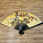 Vintage Asian Hand Painted Fan Large Wall Hanging 40x60 