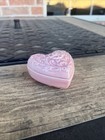 Vintage Small Footed Heart Shaped Valentine Ceramic Jewelry Trinket Box Pink 3   