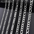 925 Sterling Silver Figaro Chain Necklace Men Women Link Lobster Clasp Gift