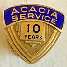 Vintage Acacia Service 14k Gold 10 Year Service Lapel Pin