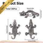 Sunnyclue 30pcs Alligator Spacer Beads Tibetan Silver Large Hole Charms Jewelry