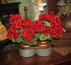 Prim 14  Red Geranium Bush Artificial Plant Faux Pick Silk Fack Foliage