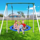 Hapfan 500lb Heavy Duty Metal Swing Set With 50 saucer Tree Swing For Kids Adult