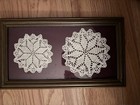 Handmade Set Of 2 White Hand Crocheted Doilies Displayed In Decorative Frames