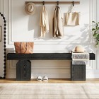 Entryway Bench  59  Long Black Shoe Bench With Arched Bases  Wooden Indoor