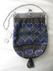 Antique Art Nouveau Silver Floral Filigree Frame Jewel Clasp Heart Bead Purse
