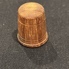 Vintage Hand Painted Wooden Thimble Wood Floral   Cat In Window Thimble