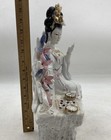 Chinese Lady Figurine Statue Vintage Gorgeous Asian Flower Playing Go 1960 Beaut